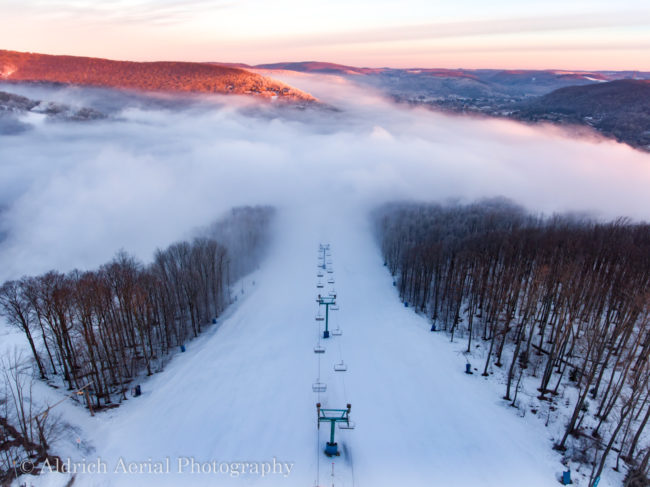 Snowmaking clouds at Holiday Valley, NY